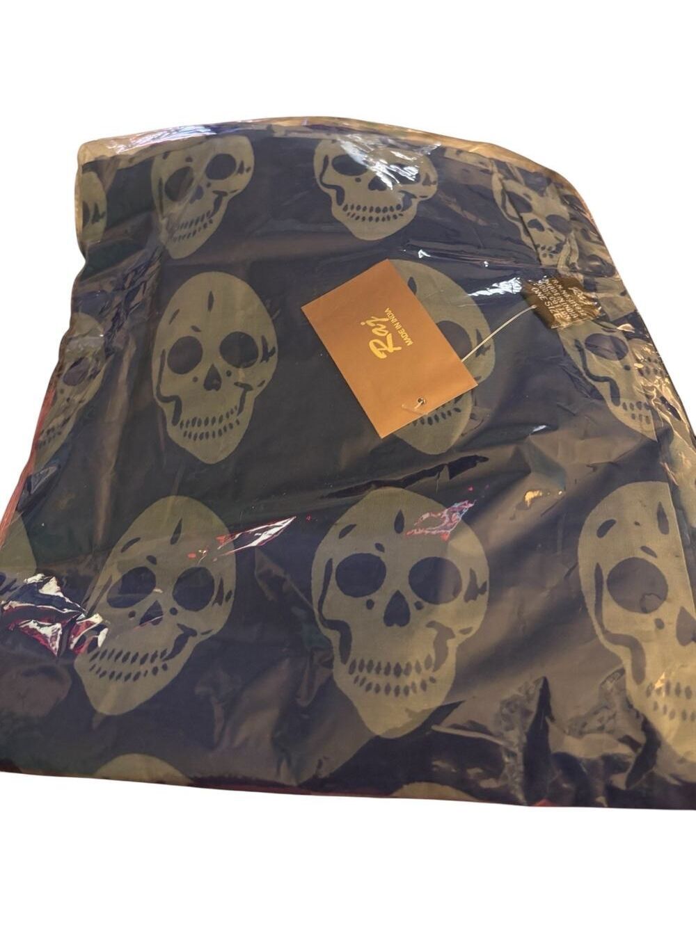 RAJ Anthropologie Skull Printed Navy 100% Cotton Scarf 70x44" NWT